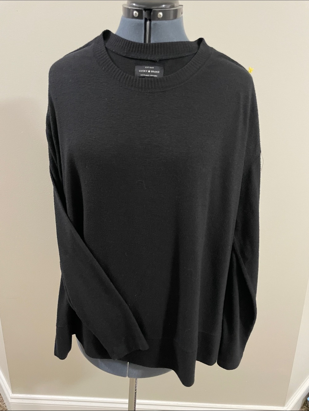 Lucky Brand Black Crewneck Long Sleeve Knit Top